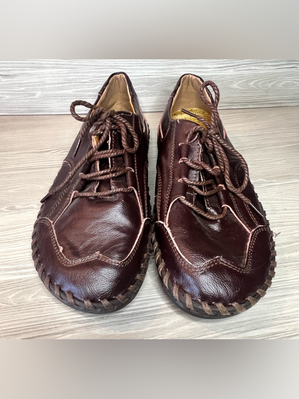 Menico Men’s Leather Loafers Handmade Shoes Brown Hand-Stitched Size 44, 10.5